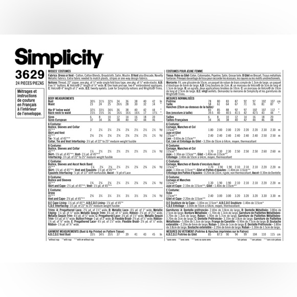 🪡 Simplicity Misses Costumes Sewing Pattern 3629 - Picture 3 of 8